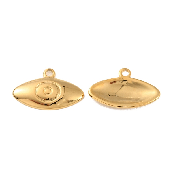 

PandaHall Ion Plating(IP) 304 Stainless Steel Pendants, Eye Charm, Real 18K Gold Plated, 14x22x3mm, Hole: 2mm 304 Stainless Steel Eye