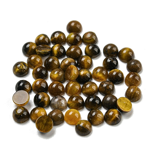 

PandaHall Natural Tiger Eye Cabochons, Half Round, 4x2~2.5mm Tiger Eye Half Round