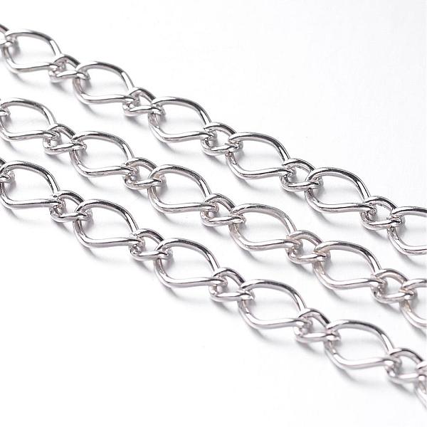 PandaHall Nickel Free Iron Handmade Chains Figaro Chains Mother-Son Chains, Unwelded, Platinum Color, with Spool, Mother Link: 7x10mm, Son...