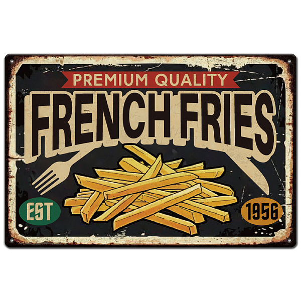 

PandaHall SUPERDANT Tin Sign French Fries Vintage Metal Sign Fast Food Sign Movie Theater Store Iron Decor Bar Restaurant Metal Plaque Retro...