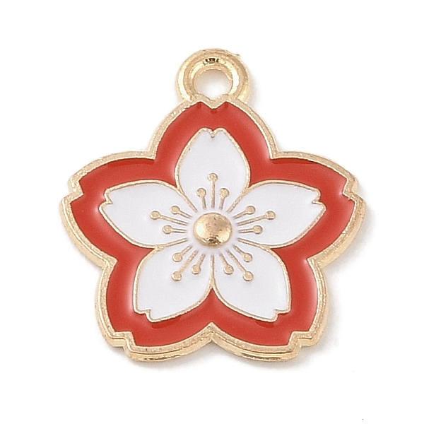 

PandaHall Alloy Enamel Pendants, Light Gold, Flower Charm, Red, 20x18x1mm, Hole: 1.8mm Alloy+Enamel Flower Red