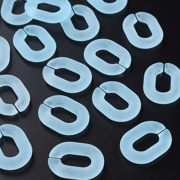 

PandaHall Transparent Acrylic Linking Rings, Quick Link Connectors, for Cable Chains Making, Frosted, Oval, Cyan, 24x18x5mm, Inner Diameter...