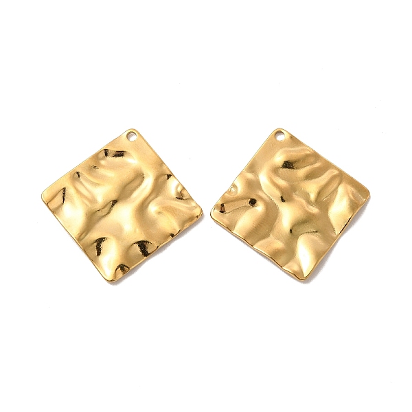 

PandaHall Vacuum Plating 304 Stainless Steel Pendants, Textured Rhombus, Golden, 33x33x2mm, Hole: 2mm 304 Stainless Steel Rhombus