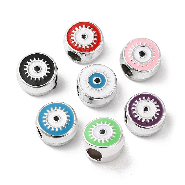 

PandaHall CCB Plastic European Beads, Large Hole Beads, Flat Round with Evil Eye, Mixed Color, 12x11.5x7.5mm, Hole: 4.8mm Plastic Flat Round..., Multicolor