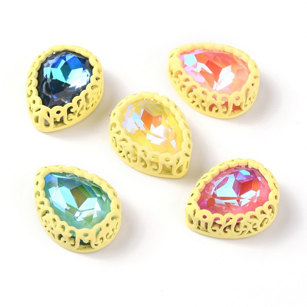 

PandaHall Sew on Rhinestone, Mocha Fluorescent Style, Glass Rhinestone, with Brass Findings, Garments Accessories, Teardrop, Mixed Color..., Yellow