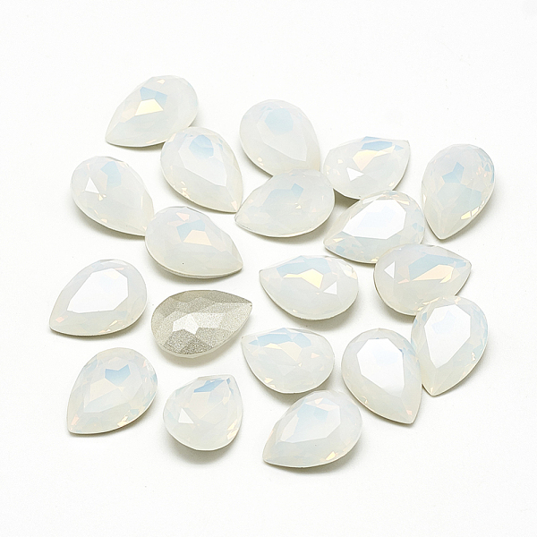 

PandaHall DIY Pointed Back K9 Glass Rhinestone Cabochons, Random Color Back Plated, Faceted, teardrop, White Opal, 18x13x6.5mm Glass...