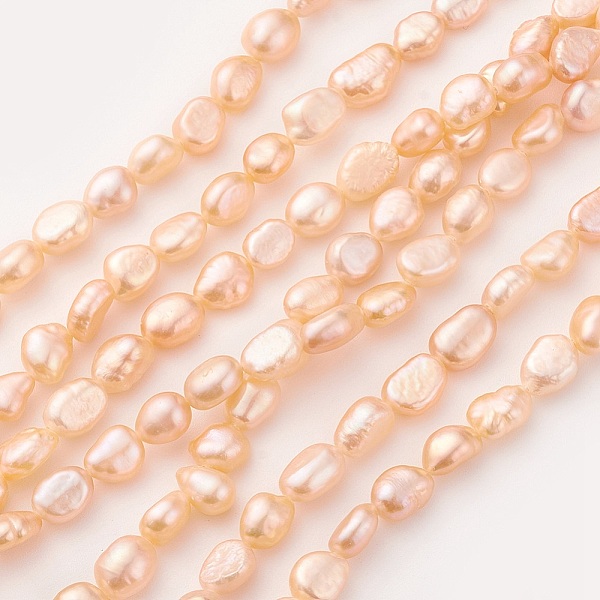

PandaHall Natural Cultured Freshwater Pearl Beads Strands, Nugget, Light Salmon, 6~9x6~7mm, Hole: 0.5mm, about 47pcs/strand, 14.1~14.3 inch...