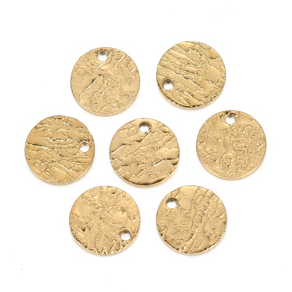 

PandaHall Ion Plating(IP) 304 Stainless Steel Charms, Textured, Laser Cut, Flat Round, Golden, 10x1mm, Hole: 1.4mm 304 Stainless Steel Flat...