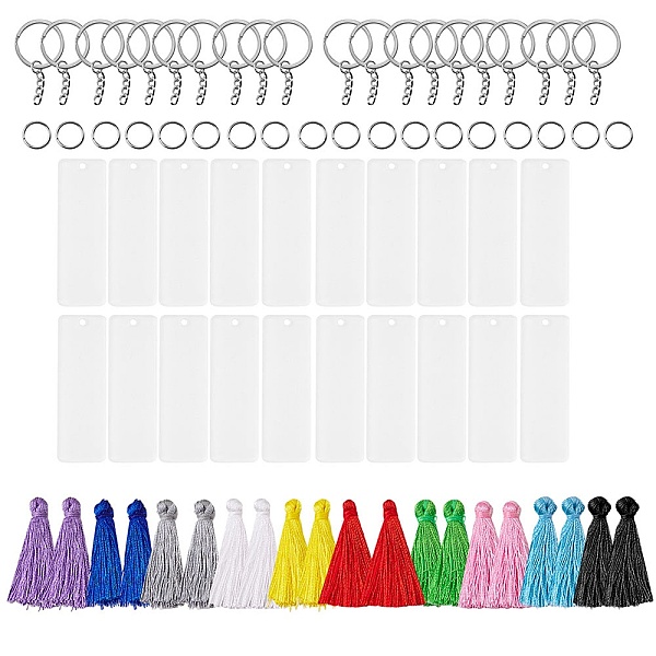 

PandaHall Acrylic Photo Frame Keychain, DIY Custom Blank Photo Keyring Kits, with Polyester Tassel, Platinum, Pendant: 76x24.5x2.5mm, Hole..., Multicolor