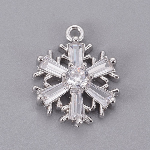 

PandaHall Brass Cubic Zirconia Pendants, Long-Lasting Plated, Christmas Snowflake, Clear, Platinum, 17x13x4mm, Hole: 1.2mm Brass+Cubic...