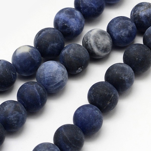 

PandaHall Natural Sodalite Beads Strands, Frosted, Round, 8mm, Hole: 1mm, about 48pcs/strand, 15.1 inch Sodalite Round Blue