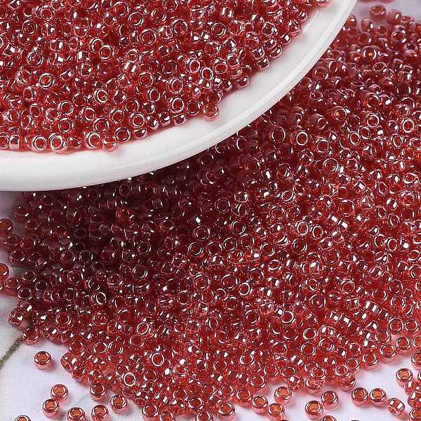 

PandaHall MIYUKI Round Rocailles Beads, Japanese Seed Beads, 15/0, (RR166) Transparent Ruby Luster, 1.5mm, Hole: 0.7mm, about 5555pcs/10g..., Red