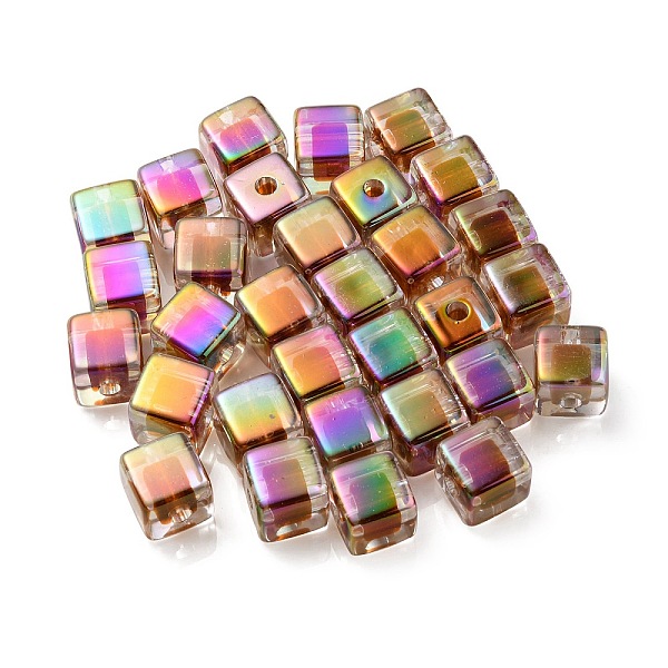 

PandaHall UV Plating Transparent Acrylic European Beads, Large Hole Beads, Cube, Camel, 13.5x13.5x13.5mm, Hole: 4mm Acrylic Cube Brown