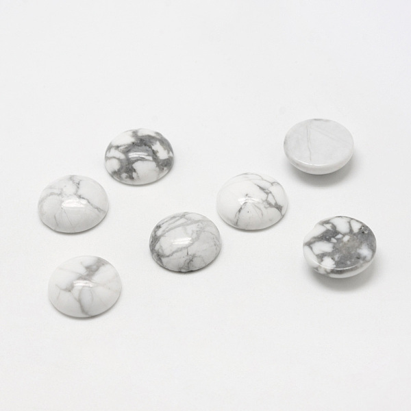 

PandaHall Natural Howlite Gemstone Cabochons, Half Round, 18x6.5mm Howlite Half Round