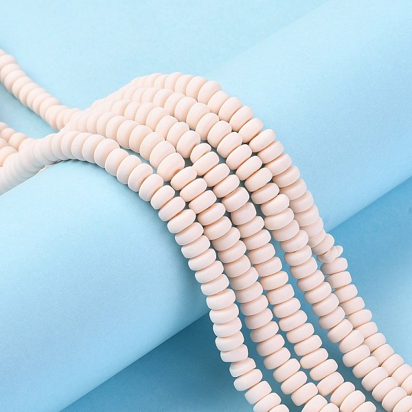 PandaHall Handmade Polymer Clay Beads Strands, for DIY Jewelry Crafts Supplies, Flat Round, PapayaWhip, 6~7x3mm, Hole: 1.5mm, about...