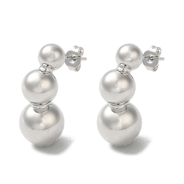 

PandaHall Rack Plating Brass Round Ball Dangle Stud Earrings, Long-Lasting Plated, Platinum, 22x10mm Brass Round