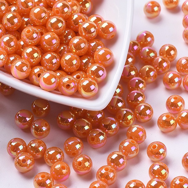 

PandaHall Eco-Friendly Poly Styrene Acrylic Beads, AB Color Plated, Round, Orange, 8mm, Hole: 1mm Acrylic Round Orange