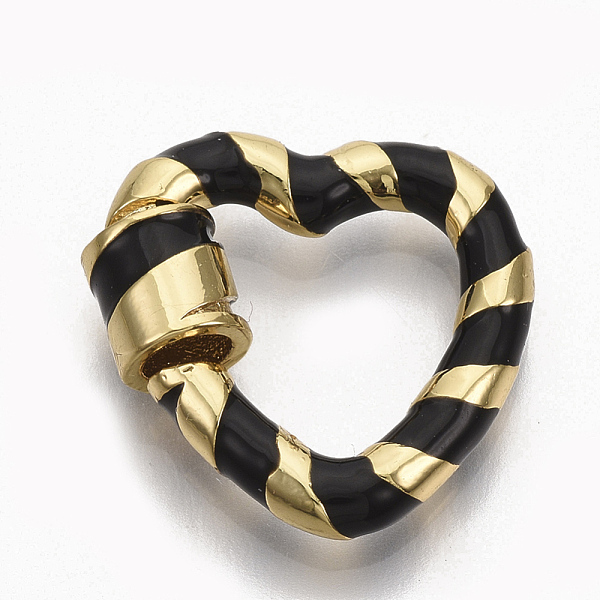 

PandaHall Real 18K Gold Plated Brass Screw Carabiner Lock Charms, for Necklaces Making, with Enamel, Nickel Free, Heart, Black...
