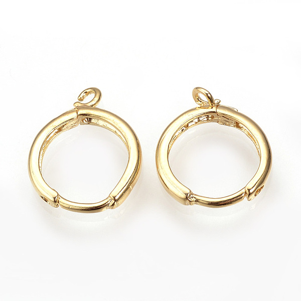 

PandaHall Brass Huggie Hoop Earring Findings, with Horizontal Loop, Nickel Free, Real Gold Plated, Real 18K Gold Plated, 15.5x13.5x2mm, Hole...