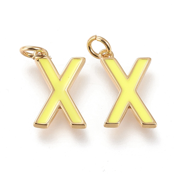 

PandaHall Brass Enamel Pendants, with Jump Ring, Long-Lasting Plated, Real 18K Gold Plated, Letter.X, Champagne Yellow, Letter.X, X...