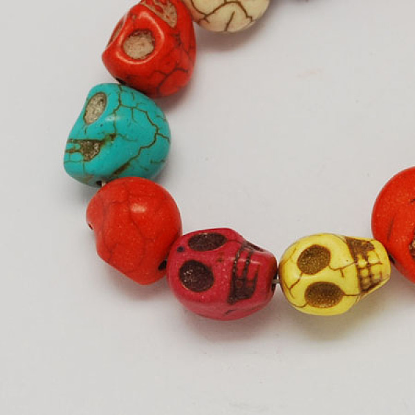 

PandaHall Synthetical Turquoise Beads Strands, Dyed, Skull, for Halloween, Mixed Color, 10x8x7.5mm, Hole: 1.5mm, about 35pcs/strand..., Multicolor