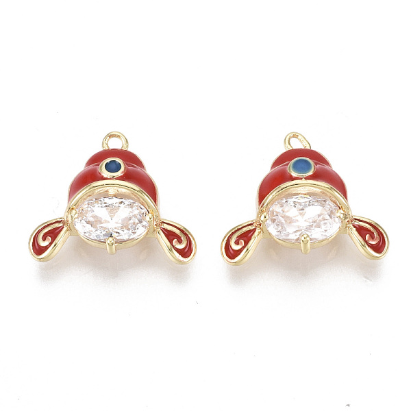 

PandaHall Brass Micro Pave Clear Cubic Zirconia Charms, with Enamel, The Top Hat, Nickel Free, Red, Real 18K Gold Plated, 11.5x13.5x4.5mm...