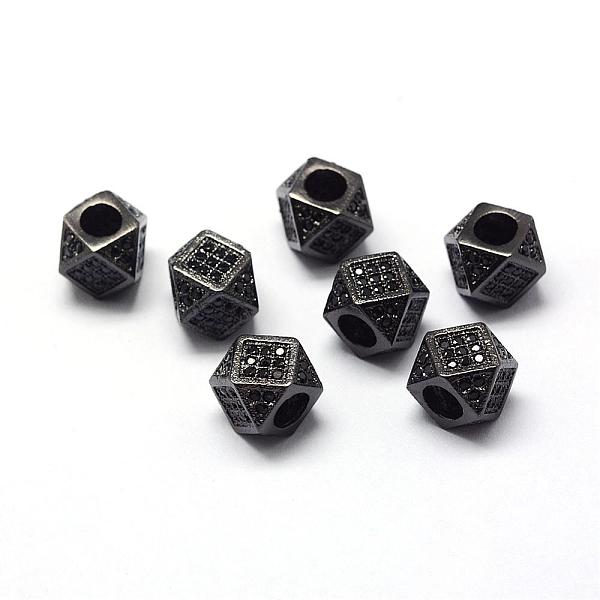 

PandaHall Rack Plating Brass Cubic Zirconia Beads, Long-Lasting Plated, Polygon, Gunmetal, 9.5x7mm, Hole: 3mm Brass+Cubic Zirconia Polygon