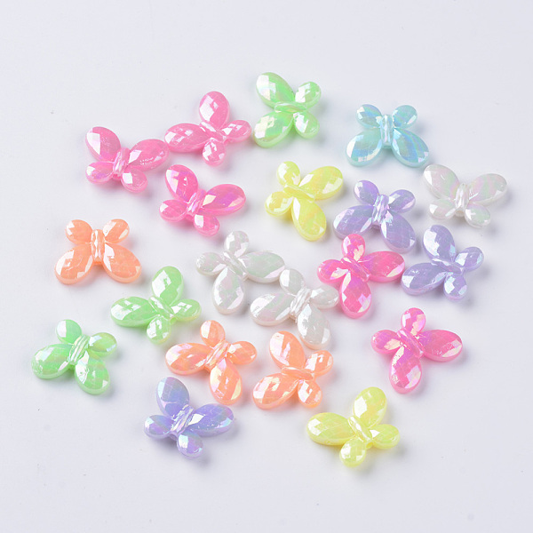 

PandaHall Opaque Acrylic Beads, AB Color Plated, Faceted Butterfly, Mixed Color, 13x17x4mm, Hole: 1.5mm Acrylic Butterfly Multicolor