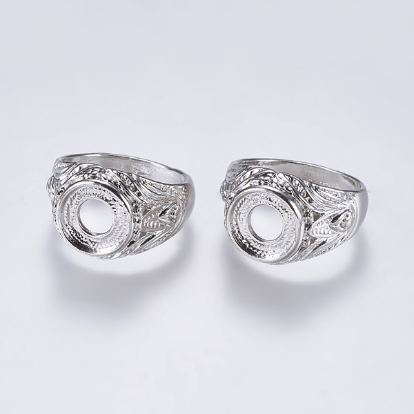 

PandaHall Alloy Open Back Pad Ring Settings, Platinum, Tray: 10mm, 17.5mm Alloy
