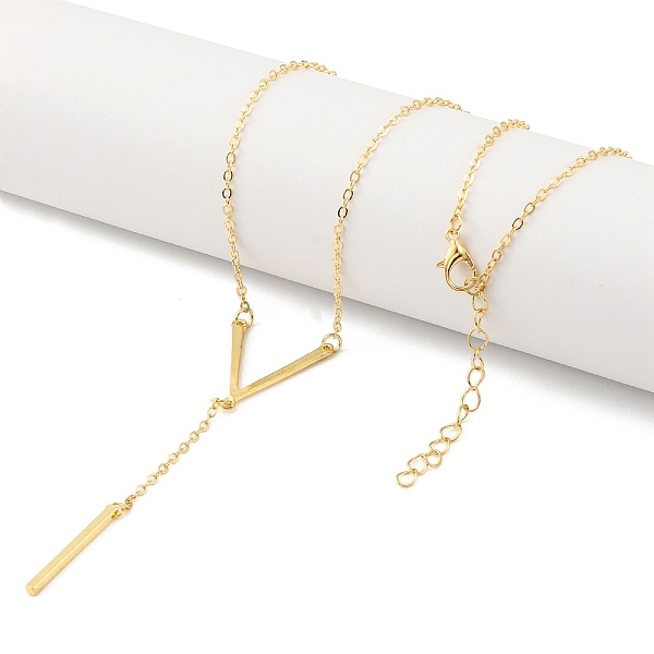 Alloy V Shaped Tassel Pendant Cable Chain Necklaces for Women