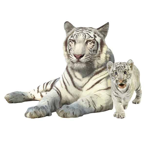 PandaHall SUPERDANT White Tiger Wall Sticker Realistic 3D Tiger Wall Decals Jungle Animal Decor for Living Room Porch Pet Lover Living Room...