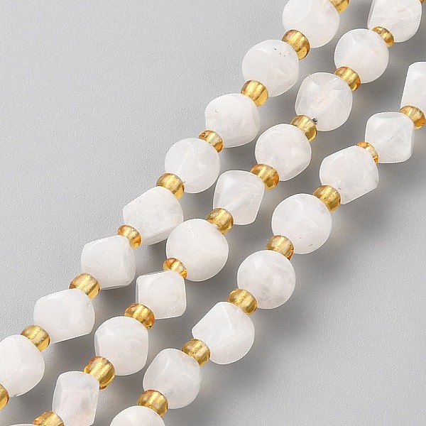

PandaHall Natural Rainbow Moonstone Beads Strands, with Seed Beads, Six Sided Celestial Dice, Faceted, 6~6.5x6~6.5mm, Hole: 1mm, about...