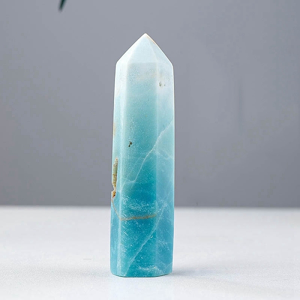 

PandaHall Point Tower Natural Amazonite Home Display Decoration, Healing Stone Wands, for Reiki Chakra Meditation Therapy Decors, Hexagon...