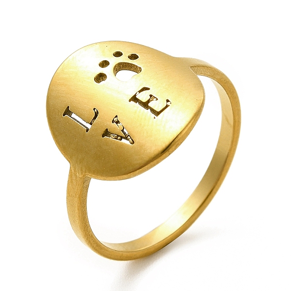 

PandaHall Ion Plating(IP) 201 Stainless Steel Finger Rings, Oval with Hollow Out Word Love Rings for Women, Golden, US Size 6(16.5mm), Oval...