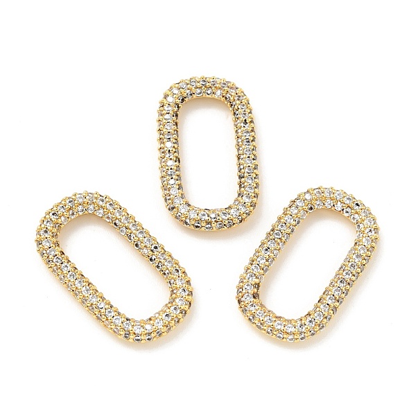

PandaHall Rack Plating Brass Micro Pave Cubic Zirconia Linking Rings, Long-Lasting Plated, Cadmium Free & Lead Free, Oval, Golden, Clear...
