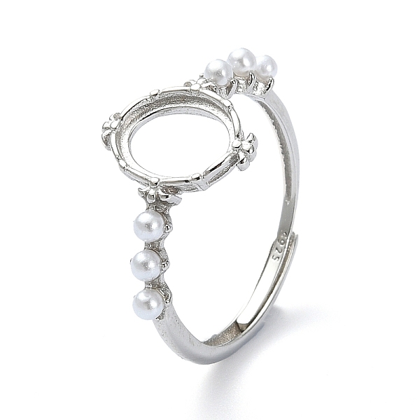 

PandaHall Adjustable 925 Sterling Silver Ring Components, with Shell Pearl, For Half Drilled Beads, Real Platinum Plated, 1.3~2.7mm, Inner...