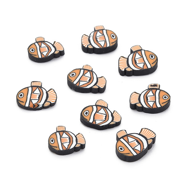 

PandaHall Handmade Polymer Clay Cabochons, Fish, Goldenrod, 9~11x8~9.5x1.5~2mm, about 5800pcs/1000g Polymer Clay Fish Gold