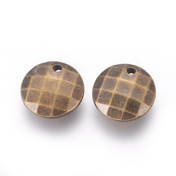 

PandaHall CCB Plastic Charms, Faceted Flat Round, Antique Bronze, 14x5mm, Hole: 2mm Plastic Flat Round