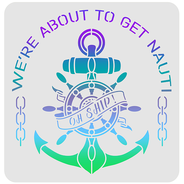 PandaHall FINGERINSPIRE Anchor Stencils Template 30x30cm Plastic We're About to Get Nauti Drawing Painting Stencils Nautical Rudder Stencils...