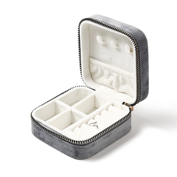 

PandaHall Square Velvet Jewelry Zipper Boxes, Portable Travel Jewelry Storage Case with Alloy Zipper, for Earrings, Rings, Necklaces...