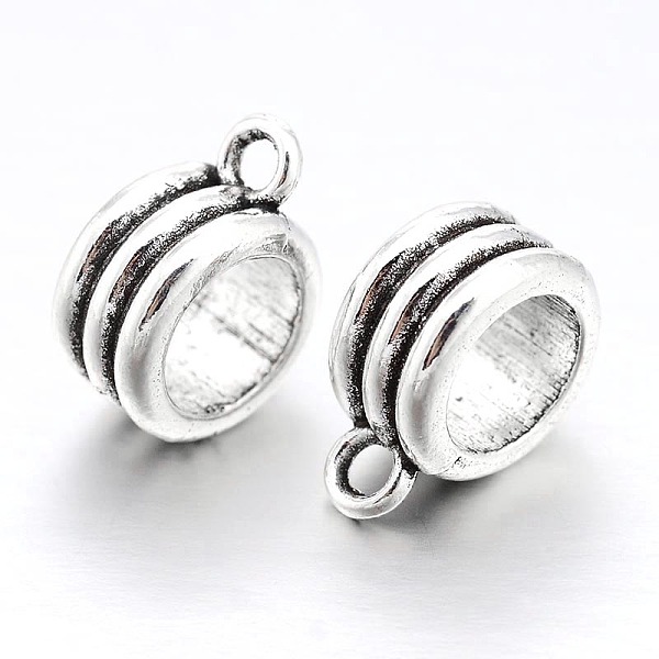 

PandaHall Rondelle Bail Beads Alloy Tube Bails, Loop Bails, Antique Silver, 13x10x6mm, Hole: 1mm, Inner Diameter: 7mm Alloy Rondelle
