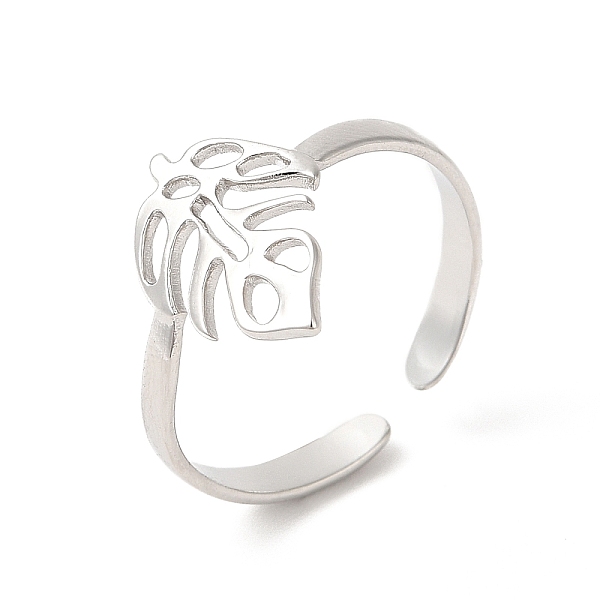 

PandaHall 304 Stainless Steel Cuff Rings, Monstera Leaf Open Finger Rings for Women Men, Stainless Steel Color, 2.5~14mm, Inner Diameter: US...