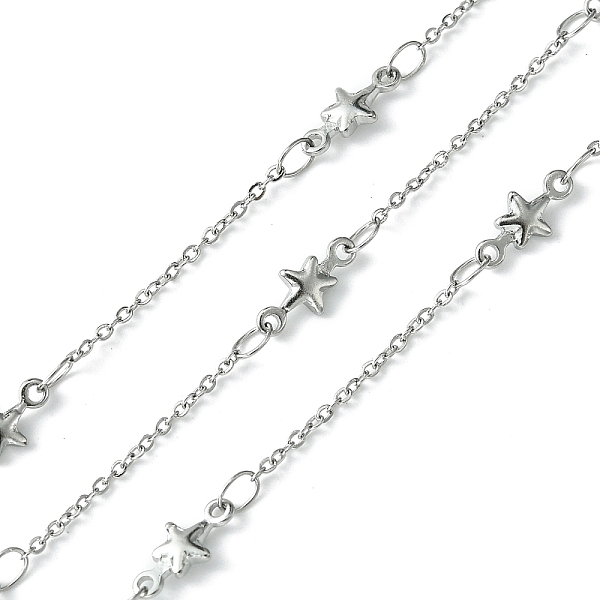 

PandaHall 304 Stainless Steel Star Link Chains, with Cable Chains, Soldered, with Spool, Stainless Steel Color, 10x4.5x1.5mm, about 32.81...