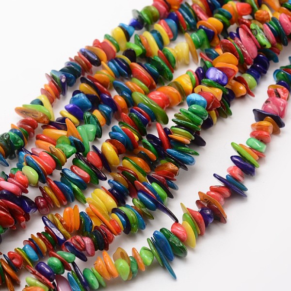 

PandaHall Dyed Chip Natural Freshwater Shell Beads Strands, Shell Shards, Colorful, 7~14x1~5mm, Hole: 1mm, about 29.9 inch Freshwater Shell...
