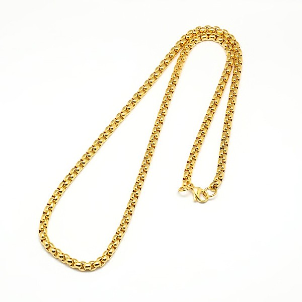 

PandaHall 304 Stainless Steel Venetian Chain Box Chain Necklace Making, Golden, 24.02 inch(61cm), 3mm 304 Stainless Steel