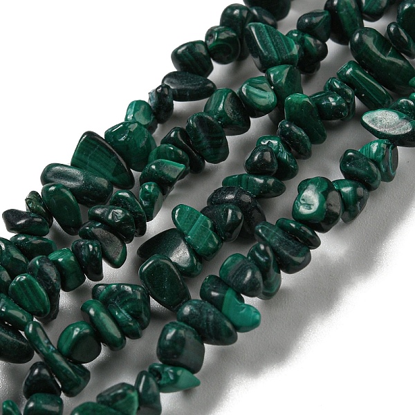 PandaHall Natural Malachite Beads Strands, Chip, 1.5~5x3~13x2~8mm, Hole: 0.6mm, 30.94~31.97''(78.6~81.2cm) Malachite Chip