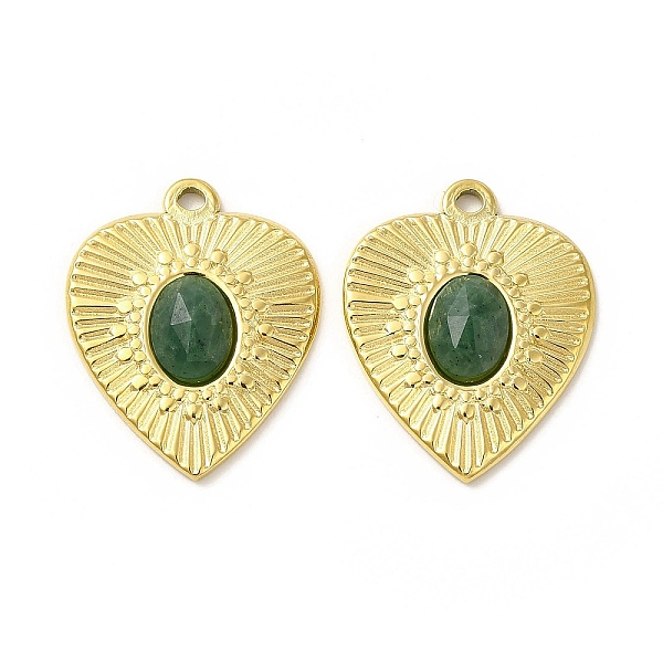 

PandaHall Natural African Jade Pendants, Faceted Heart Charms, with Vacuum Plating Real 18K Gold Plated 201 Stainless Steel Findings...