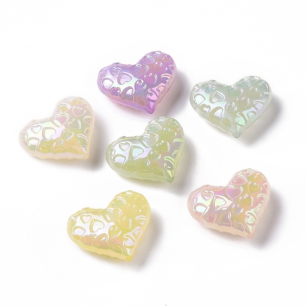 

PandaHall UV Plating Rainbow Iridescent Luminous Acrylic Beads, Glitter Beads, Glow in the Dark, Heart, Mixed Color, 24.5x29x11mm, Hole: 2mm..., Multicolor