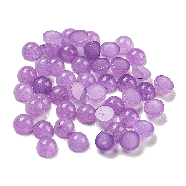 

PandaHall Natural White Jade Dyed Cabochons, Half Round, 4x2~2.5mm White Jade Half Round