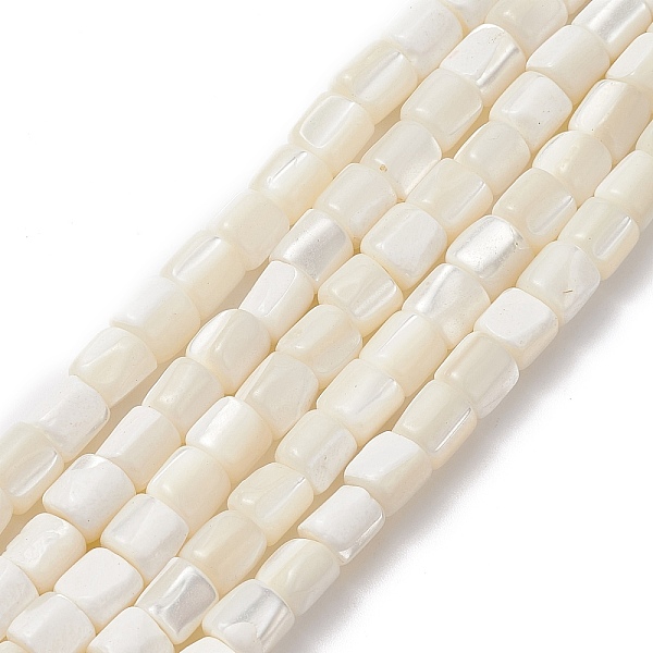 

PandaHall Natural Sea Shell Column Bead Strands, 7x6mm, Hole: 1mm, about 63pcs/strand, 15.7 inch White Shell Column